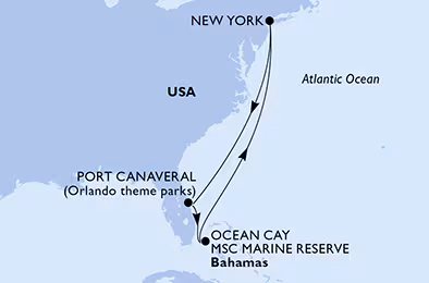Itinerariu Croaziera Craciun in Caraibe & Bahamas - MSC Cruises - MSC Meraviglia - 7 nopti