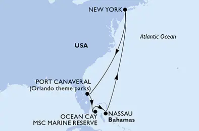Itinerariu Croaziera Caraibe & Bahamas - MSC Cruises - MSC Meraviglia - 7 nopti
