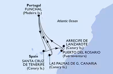 Itinerariu Croaziera Insulele Canare - MSC Cruises - MSC Musica - 7 nopti