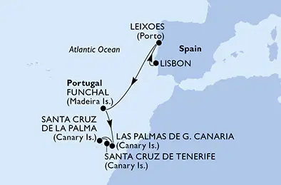 Itinerariu Croaziera Insulele Canare - MSC Cruises - MSC Musica - 7 nopti