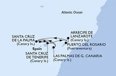 Itinerariu Croaziera Insulele Canare - MSC Cruises - MSC Musica - 7 nopti