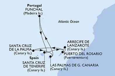 Itinerariu Croaziera Insulele Canare - MSC Cruises - MSC Musica - 7 nopti