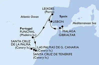 Itinerariu Croaziera Insulele Canare - MSC Cruises - MSC Musica - 10 nopti
