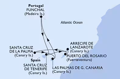Itinerariu Croaziera Insulele Canare - MSC Cruises - MSC Musica - 7 nopti