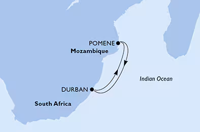 Itinerariu Croaziera Africa de Sud - MSC Cruises - MSC Opera - 4 nopti