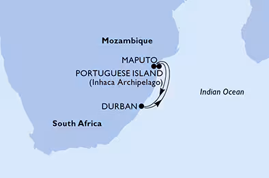 Itinerariu Croaziera Africa de Sud - MSC Cruises - MSC Opera - 4 nopti