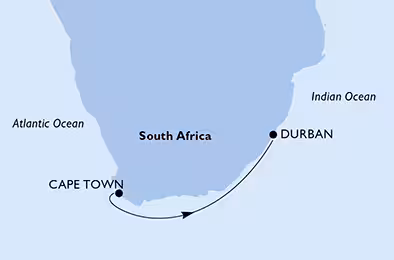 Itinerariu Croaziera Africa de Sud - MSC Cruises - MSC Opera - 3 nopti