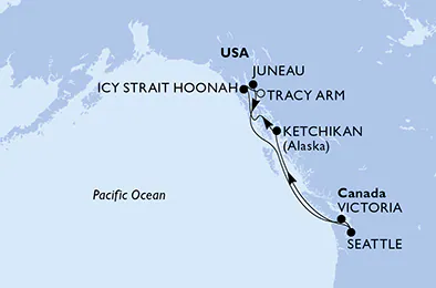 Itinerariu Croaziera Alaska - MSC Cruises - MSC Poesia - 7 nopti