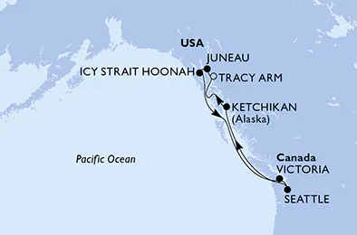 Itinerariu Croaziera Alaska - MSC Cruises - MSC Poesia - 7 nopti