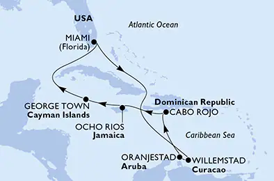 Itinerariu Croaziera Caraibe & Bahamas - MSC Cruises - MSC Poesia - 10 nopti