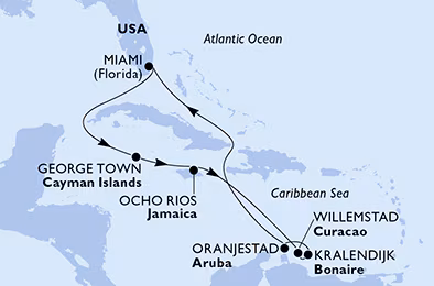 Itinerariu Croaziera Caraibe & Bahamas - MSC Cruises - MSC Poesia - 10 nopti