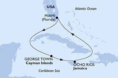 Itinerariu Croaziera Caraibe & Bahamas - MSC Cruises - MSC Poesia - 5 nopti