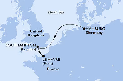 Itinerariu Croaziera Vestul Europei - MSC Cruises - MSC Preziosa - 3 nopti