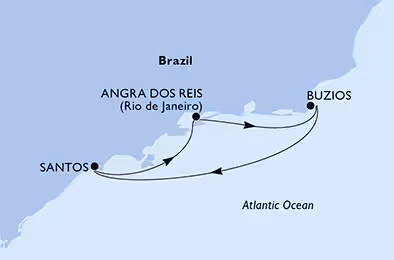 Itinerariu Croaziera Brazilia - MSC Cruises - MSC Preziosa - 4 nopti