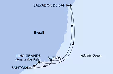 Itinerariu Croaziera Craciun in Brazilia - MSC Cruises - MSC Preziosa - 6 nopti