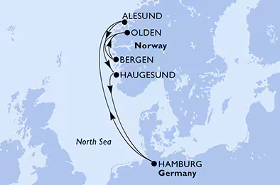 Itinerariu Croaziera Fiordurile Norvegiene - MSC Cruises - MSC Preziosa - 7 nopti