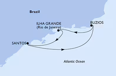 Itinerariu Croaziera Brazilia - MSC Cruises - MSC Preziosa - 4 nopti