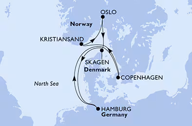 Itinerariu Croaziera Fiordurile Norvegiene - MSC Cruises - MSC Preziosa - 7 nopti