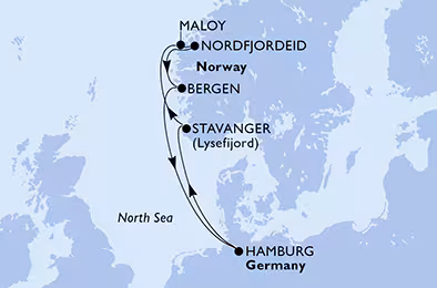 Itinerariu Croaziera Fiordurile Norvegiene - MSC Cruises - MSC Preziosa - 7 nopti