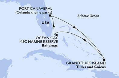 Itinerariu Croaziera Caraibe & Bahamas - MSC Cruises - MSC Seashore - 5 nopti