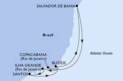 Itinerariu Croaziera Craciun & Revelion in Brazilia - MSC Cruises - MSC Seaview - 8 nopti