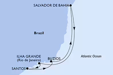 Itinerariu Croaziera Brazilia - MSC Cruises - MSC Seaview - 6 nopti