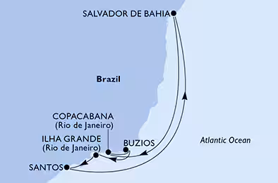Itinerariu Croaziera Revelion in Brazilia - MSC Cruises - MSC Seaview - 8 nopti