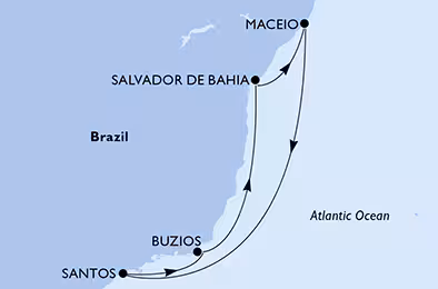 Itinerariu Croaziera Brazilia - MSC Cruises - MSC Seaview - 7 nopti
