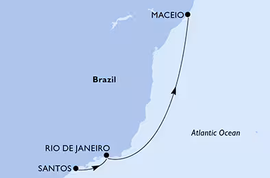 Itinerariu Croaziera Brazilia - MSC Cruises - MSC Seaview - 4 nopti