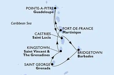 Itinerariu Croaziera Caraibe - MSC Cruises - MSC Seaview - 7 nopti