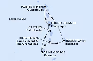 Itinerariu Croaziera Revelion in Caraibe - MSC Cruises - MSC Seaview - 7 nopti