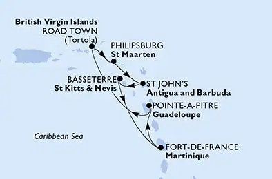 Itinerariu Croaziera Caraibe - MSC Cruises - MSC Virtuosa - 7 nopti