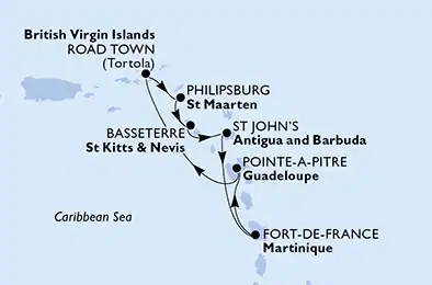 Itinerariu Croaziera Revelion in Caraibe - MSC Cruises - MSC Virtuosa - 7 nopti
