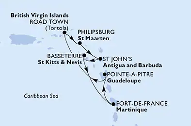 Itinerariu Croaziera Caraibe - MSC Cruises - MSC Virtuosa - 7 nopti