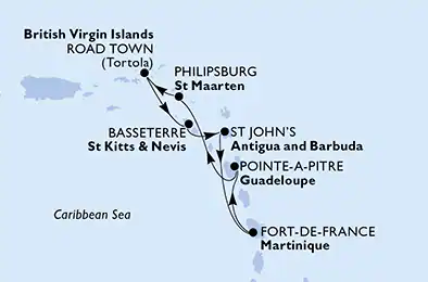 Itinerariu Croaziera Caraibe - MSC Cruises - MSC Virtuosa - 7 nopti