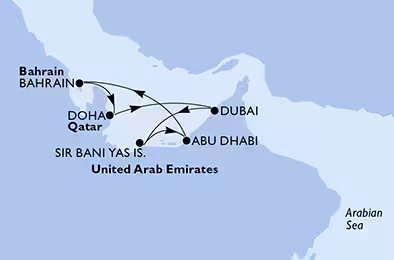 Itinerariu Croaziera Emiratele Arabe Unite - MSC Cruises - MSC World Europa - 7 nopti