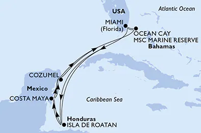 Itinerariu Croaziera Caraibe & Bahamas - MSC Cruises - MSC World America - 14 nopti