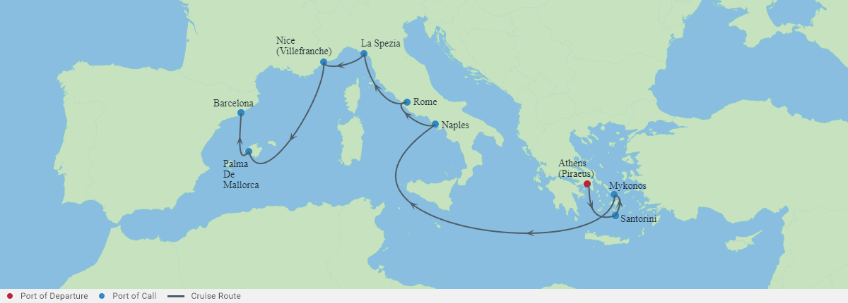 Itinerariu Croaziera Insulele Grecesti & Mediterana de Vest - Celebrity Cruises - Celebrity Eclipse - 11 nopti