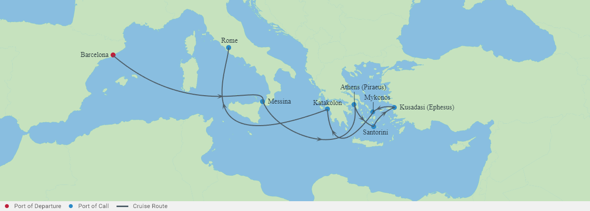 Itinerariu Croaziera Mediterana de Vest & Insulele Grecesti - Celebrity Cruises - Celebrity Equinox - 10 nopti
