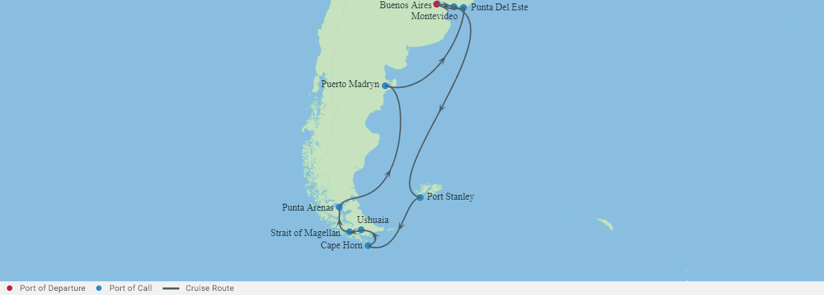 Itinerariu Croaziera Patagonia & Argentina - Celebrity Cruises - Celebrity Equinox - 14 nopti
