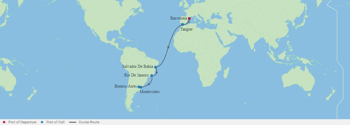 Itinerariu Croaziera Transatlantic Barcelona spre Buenos Aires - Celebrity Cruises - Celebrity Equinox - 16 nopti