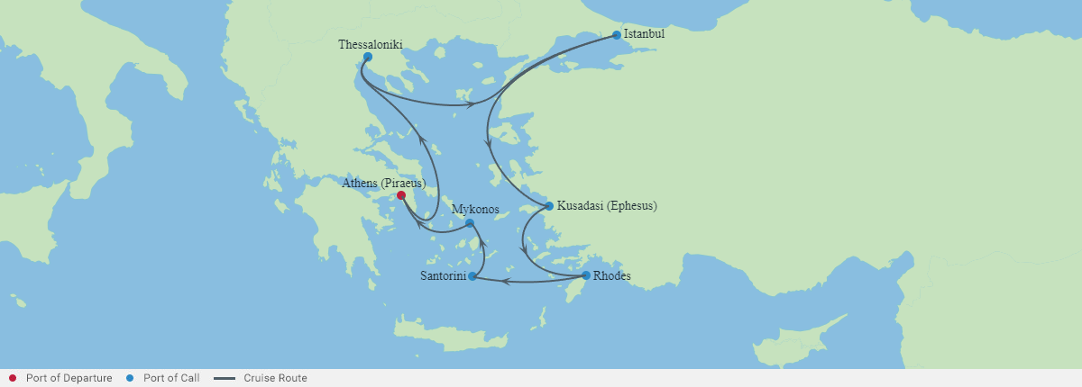 Itinerariu Croaziera Mediterana de Est & Insulele Grecesti - Celebrity Cruises - Celebrity Infinity - 11 nopti