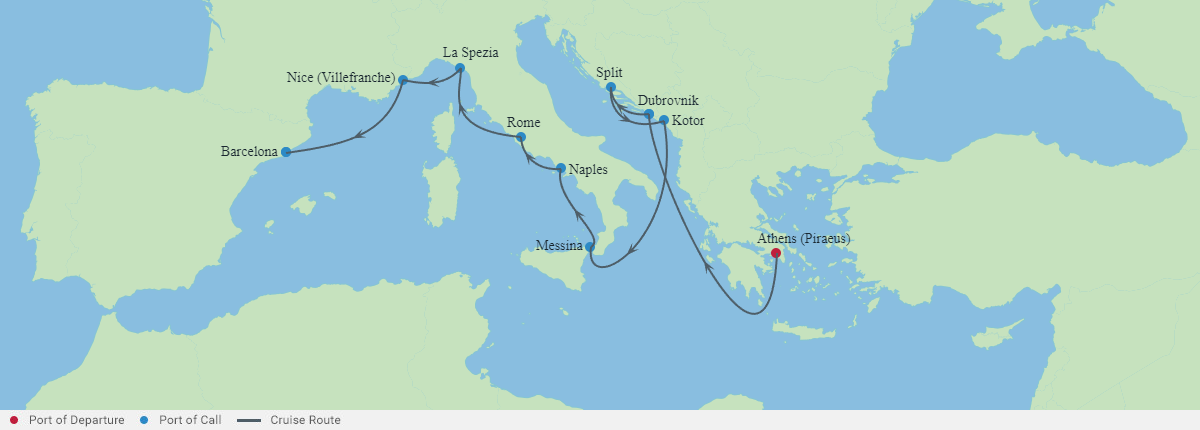 Itinerariu Croaziera Marea Adriatica & Mediterana de Vest - Celebrity Cruises - Celebrity Infinity - 12 nopti
