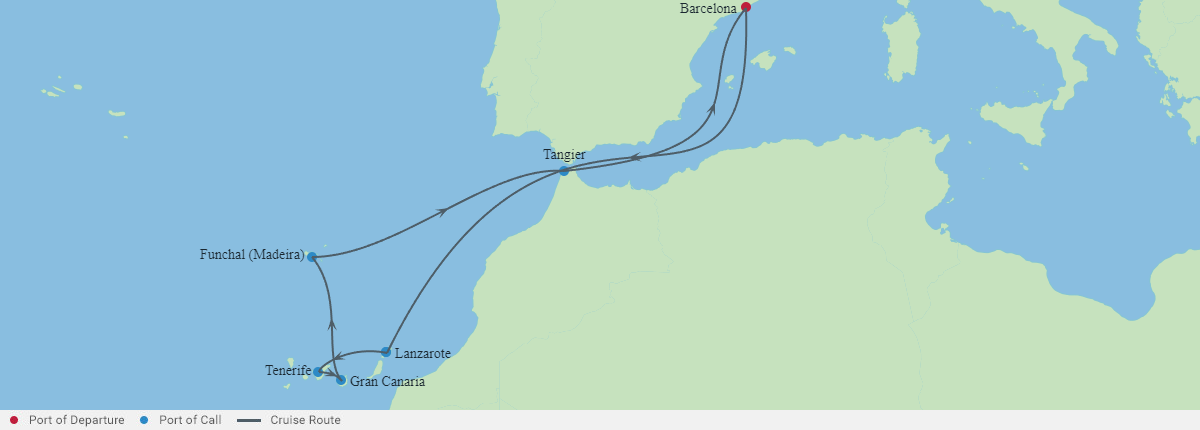Itinerariu Croaziera Insulele Canare & Maroc - Celebrity Cruises - Celebrity Infinity - 12 nopti