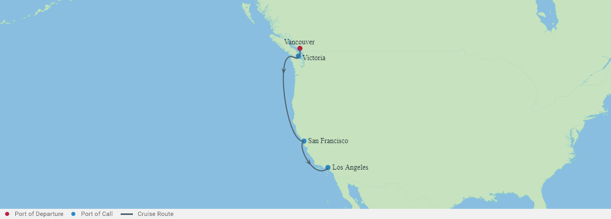 Itinerariu Croaziera Coasta Pacifica - Celebrity Cruises - Celebrity Summit - 6 nopti