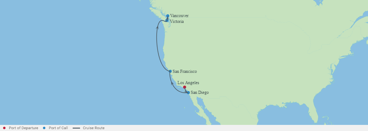 Itinerariu Croaziera Coasta Pacifica - Celebrity Cruises - Celebrity Summit - 8 nopti