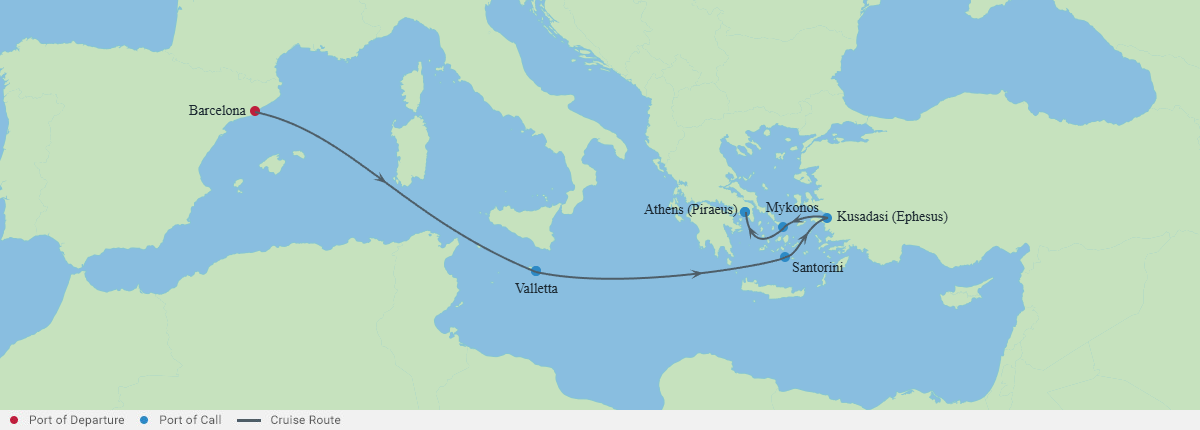 Itinerariu Croaziera Marea Mediterana - Celebrity Cruises - Celebrity Xcel - 7 nopti