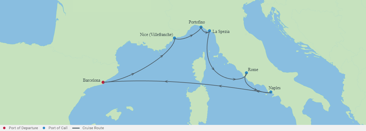 Itinerariu Croaziera Mediterana de Vest - Celebrity Cruises - Celebrity Xcel - 7 nopti