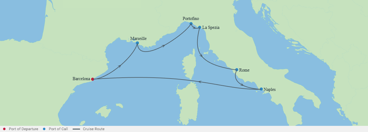 Itinerariu Croaziera Mediterana de Vest - Celebrity Cruises - Celebrity Xcel - 7 nopti