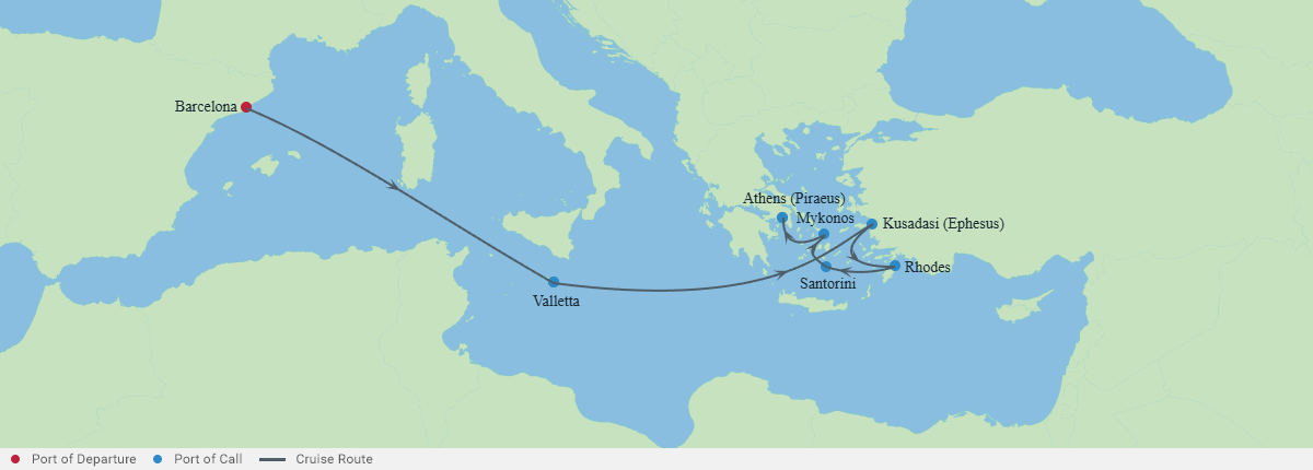 Itinerariu Croaziera Marea Mediterana - Celebrity Cruises - Celebrity Xcel - 8 nopti